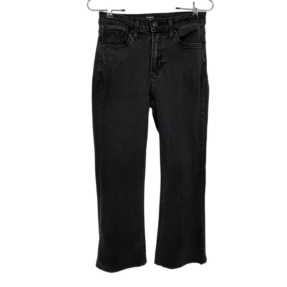 Just Black Denim Jeans Women 27 Black High Rise Straight Leg Cropped Classic‎